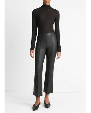 Vince Stretch-Leather Crop Flare Pant - Black