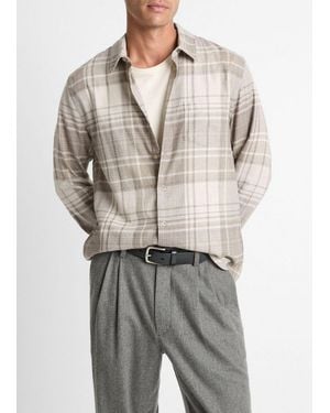 Vince Chilton Plaid Cotton Button-Front Shirt - Grey