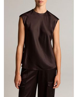 Vince Satin Relaxed Cap-Sleeve Top - Black