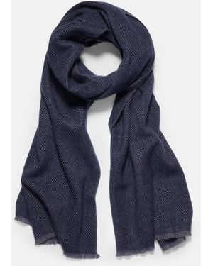 Vince Herringbone Cashmere Scarf - Blue
