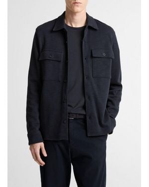 Vince Double-Slub Cotton-Blend Shirt Jacket - Blue