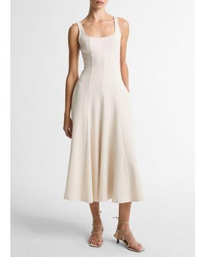 Vince Seamed Cotton-Blend Square-Neck Dress - Natural