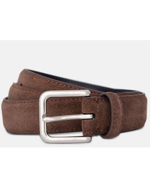 Vince 30Mm Stitched Suede Belt - Brown