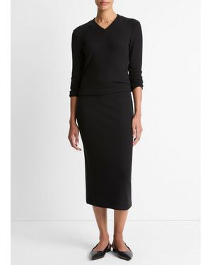 Vince Cosy Rib Midi Skirt - Black