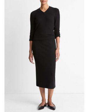 Vince Cosy Rib Midi Skirt - Black