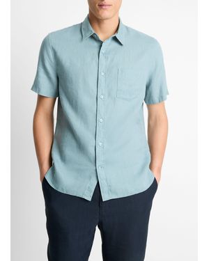 Vince Linen Short-Sleeve Shirt - Blue