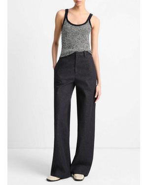 Vince Italian Cotton High-Waist Wide-Leg Pant - Blue