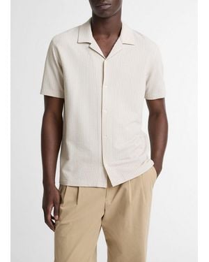 Vince Seersucker Stripe Stretch-Cotton Cabana Shirt - Natural