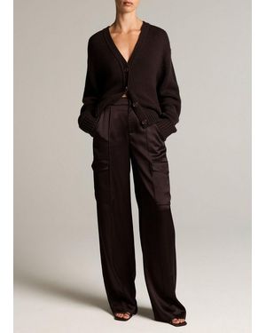 Vince Satin High-Waist Utility Trouser - Black
