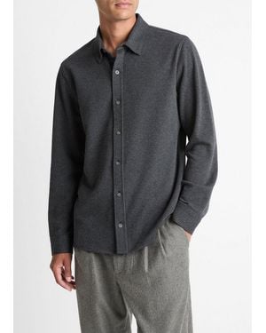 Vince Pinstripe Jacquard Cotton-Blend Button-Front Shirt - Gray