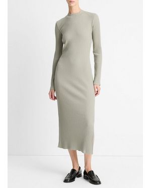 Vince Ribbed Cotton-Blend High-Neck Dress - Multicolour