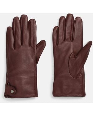 Vince Cashmere-Lined Leather Snap Glove - Purple