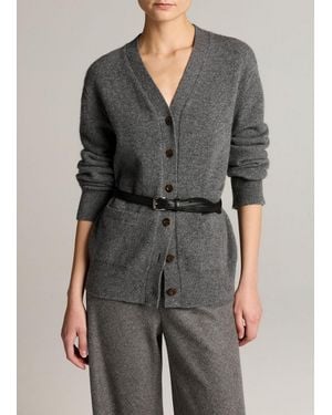 Vince Wool & Cashmere-Blend Relaxed V-Neck Cardigan - Grey