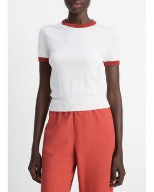 Vince Cotton Ringer Sweater T-Shirt - Red