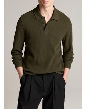 Vince Variegated Cotton Polo Shirt - Green
