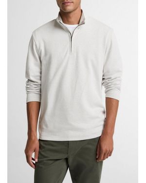 Vince Double-Face Cotton-Blend Quarter-Zip Pullover - White