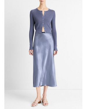 Vince Contrast Waistband Satin Skirt - Blue