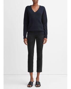 Vince Stretch Suede Split Hem Crop Legging, Coastal Blue, Size Xxs