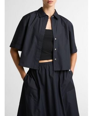 Vince Scallop-Detail Cotton Button-Front Shirt - Black