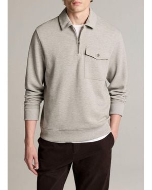 Vince Double-Knit Piqué Zip Polo Pullover - Natural