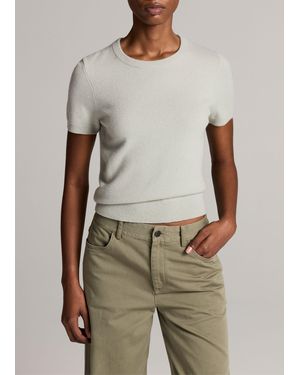 Vince Wool & Cashmere-Blend Short-Sleeve Sweater - Natural