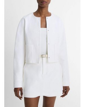 Vince Italian Cotton Collarless Jacket - White