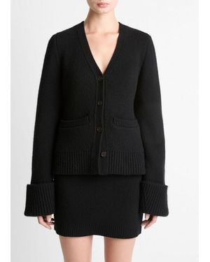 Vince Double-Face Wool & Cashmere-Blend Cardigan - Black