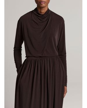 Vince Draped Cowl Neck Long Sleeve Top - Black