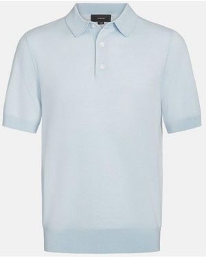 Vince Birdseye Merino Wool Polo Jumper - Blue