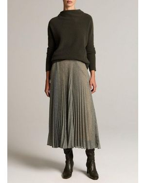 Vince Sheer Houndstooth Pleated Pull-On Skirt - Multicolour