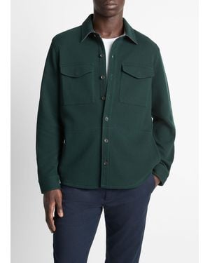Vince Double-Knit Cotton-Blend Piqué Shirt Jacket - Green