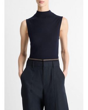 Vince Wool-Blend Sleeveless Mock-Neck Sweater - Blue