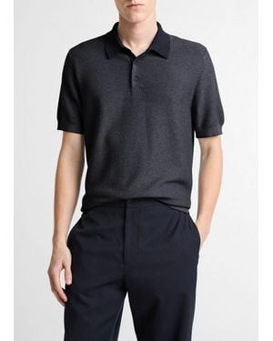 Vince Geo-Jacquard Wool-Blend Blend Polo Jumper - Black