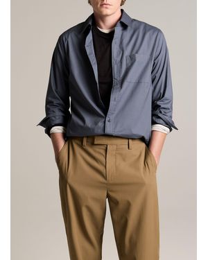 Vince Cotton Poplin Button-Front Shirt - Blue