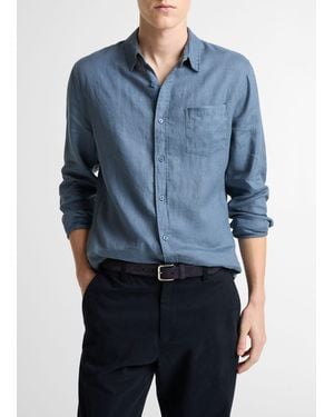 Vince Linen Long-Sleeve Shirt - Blue