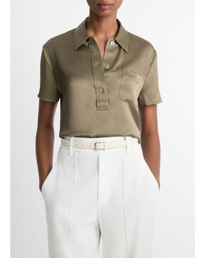 Vince Silk Short-Sleeve Polo Shirt - Green