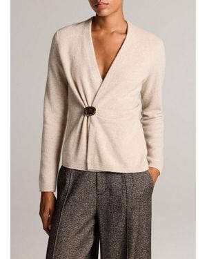 Vince Brooch-Detail Wool-Cashmere Sweater - Natural