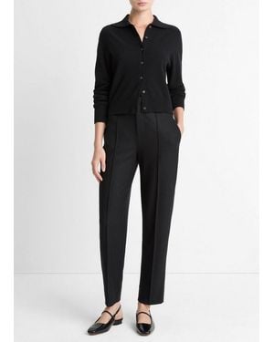 Vince Italian Wool-Blend High-Waist Carrot-Leg Trouser - Black