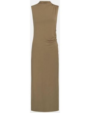 Vince Ruched Sleeveless Turtleneck Dress - Natural