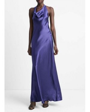 Vince Satin Cowl-Neck Maxi Dress - Purple
