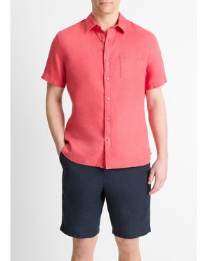Vince Linen Short-Sleeve Shirt - Red