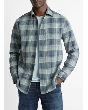 Vince Big Sky Plaid Cotton Button-Front Shirt - Blue