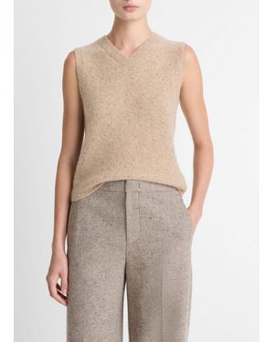 Vince Donegal Plush Cashmere Sweater Vest - Natural