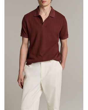 Vince Drop-Needle Stripe Pima Cotton Polo Shirt - Brown