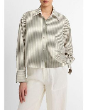 Vince Till Stripe Cropped Button-Front Shirt - Multicolor