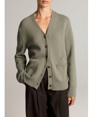 Vince Wool & Cashmere-Blend Relaxed V-Neck Cardigan - Grey