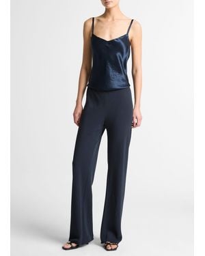 Vince Colette High-Rise Cotton & Linen-Blend Bias Pant - Blue