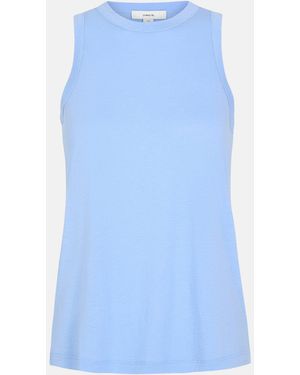Vince Pima Cotton-Blend High-Neck Tank - Blue