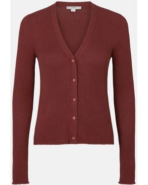 Vince Ribbed Cotton Cardigan - Red