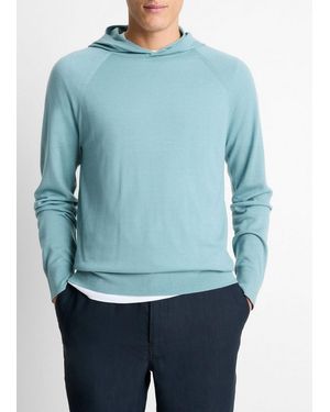 Vince Featherweight Merino Wool-Cashmere Hoodie - Blue